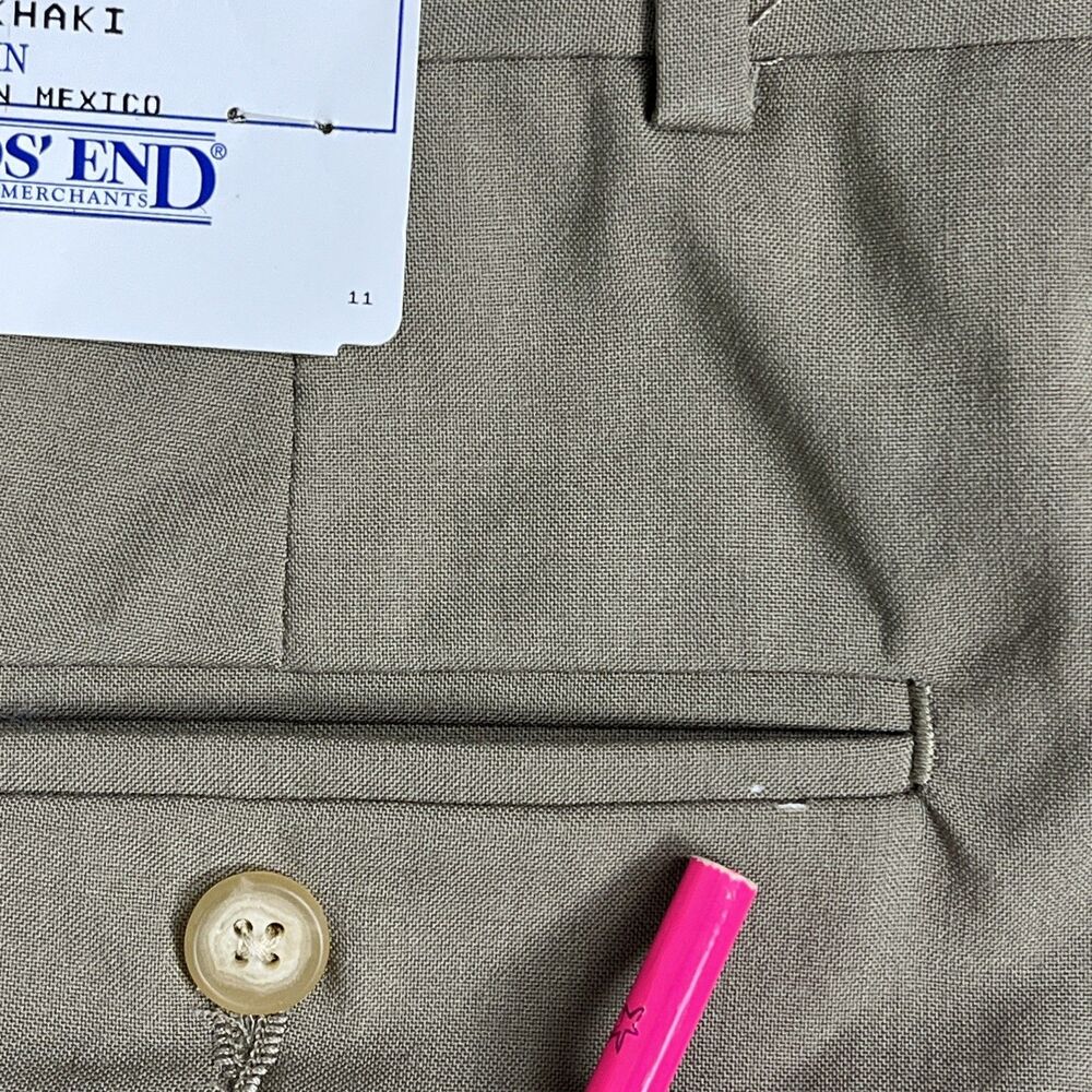 VTG Lands' End Year‎ Rounder Wool Trousers 44X28 Dark Khaki Mexico NWT DEFECTIVE - Picture 6 of 11